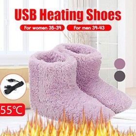 Chauffe-pieds électrique, chaussures chauffantes USB en peluche douce, coussin chauffant électrique, chauffe-pieds, chaussure