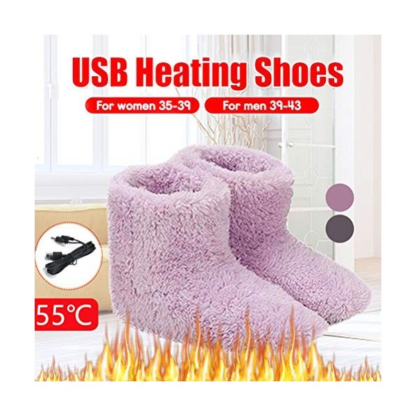 Chauffe-pieds électrique, chaussures chauffantes USB en peluche douce, coussin chauffant électrique, chauffe-pieds, chaussure