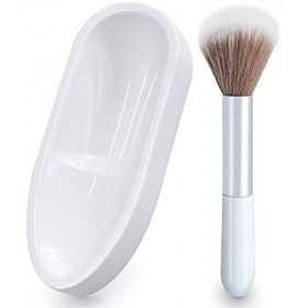 Unibouti Système de plateau à poudre à ongles avec brosse de nettoyage de poussière, moule à ongles facile à court et étendu,