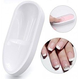 Unibouti Système de plateau à poudre à ongles avec brosse de nettoyage de poussière, moule à ongles facile à court et étendu,