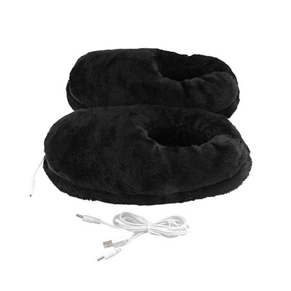 Stecto Chauffe-pieds électriques chauffantes en peluche douce hiver chauffage pantoufles USB charge pieds coussin chauffant p