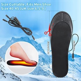 SelfTek Semelles chauffantes, alimentées par USB avec température et minuterie réglables, lavables et découpables, pour homme