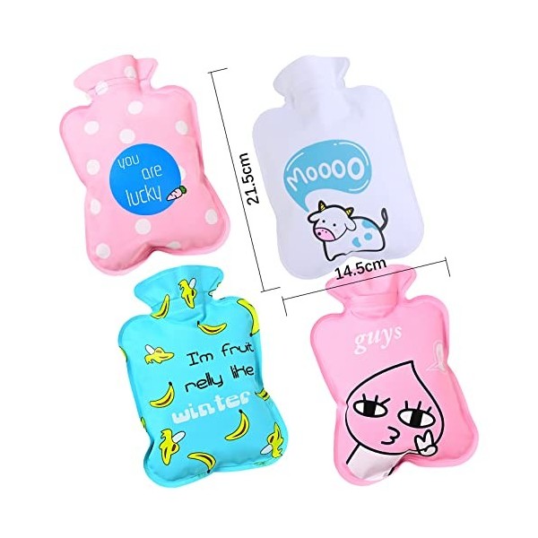 4pcs Mini Cartoon Hot Water Bag,ZHULIA-Cute Hand Warmer Handbag Hot Water Bag for pain relief, back, neck and warmth, foot an