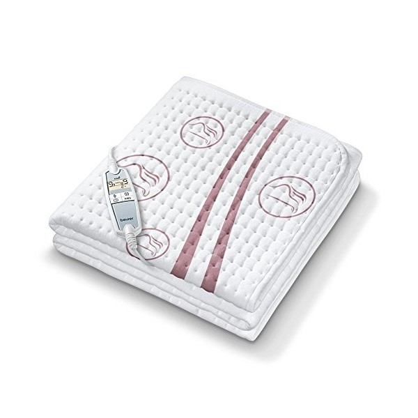 Beurer UB 90 Surmatelas chauffant confort, matelas chauffant souple avec 2 zones de température, 9 niveaux de température, av