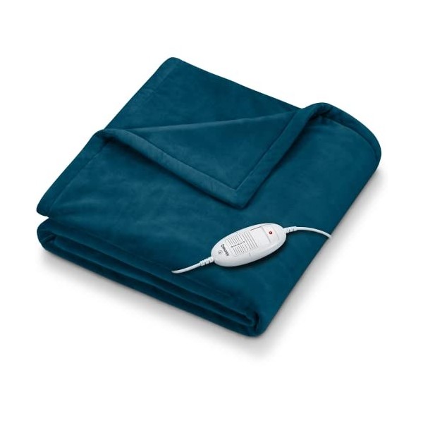 Beurer HD 75 Cosy Nordic Couverture chauffante, couverture électrique confortable en apparence de fourrure, 6 réglages de tem