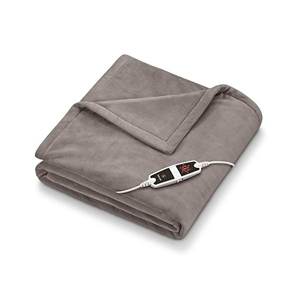 Beurer HD 75 Cosy Nordic Couverture chauffante, couverture électrique confortable en apparence de fourrure, 6 réglages de tem