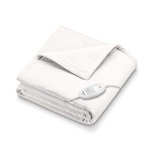 Beurer HD 75 Cosy Nordic Couverture chauffante, couverture électrique confortable en apparence de fourrure, 6 réglages de tem