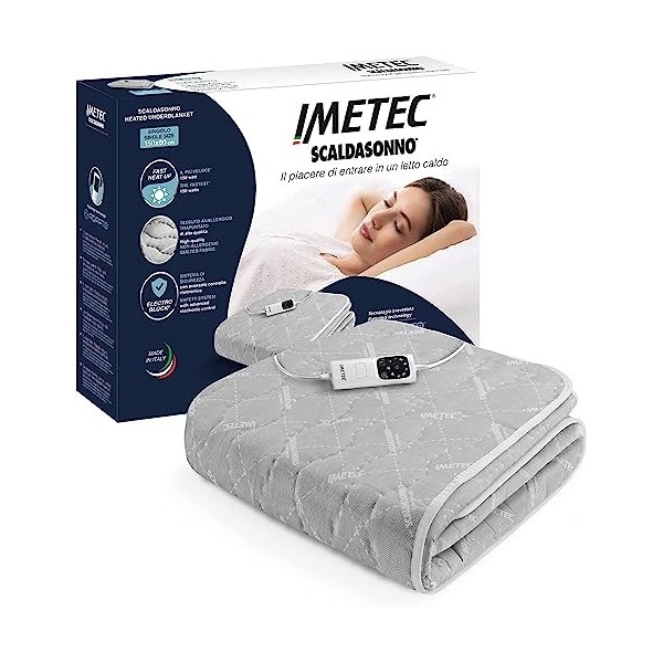 Imetec - Surmatelas Chauffant Adapto Chauffe Lit Double, 150 x 80 cm - Chauffage Rapide, Température Constante Personnalisée,