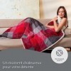 Imetec Couverture Chauffante Adapto Velvet Tartan - Plaid 160x120 cm - 6 Températures, Motif, Tissu Toucher Velours et Sherpa