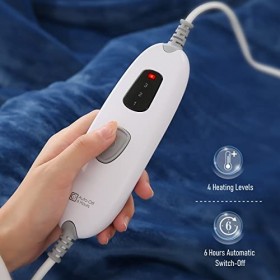 Couverture chauffante électrique en flanelle douce avec 4 niveaux de chauffage et 6 heures darrêt automatique, 130 x 180 cm,