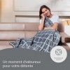 Imetec Couverture Chauffante Adapto Velvet Squares - Plaid chauffant 150x110 cm - 6 Températures, Motif Tartan, Tissu Toucher