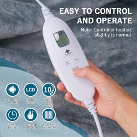 Qoosea Couverture Chauffante électrique avec Fonction Darrêt Automatique Couverture électrique en Flanelle avec 10 Réglages 