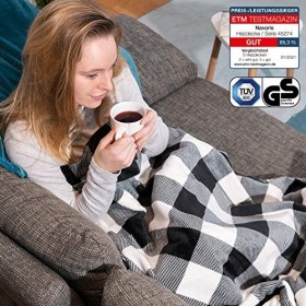 Navaris Couverture Chauffante Électrique 180 x 130cm - Plaid Doux Canapé Lit - Arrêt Automatique - Protection Surchauffe - Mo
