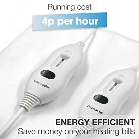 Dreamcatcher Couverture chauffante électrique King Size 203 x 152 cm en Polyester Doux de Luxe, entièrement ajustée, avec 3 r