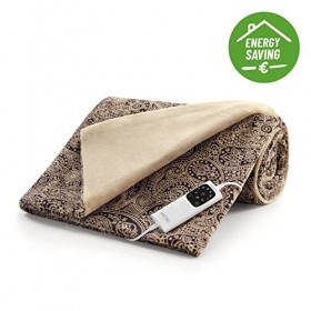 Imetec Couverture Chauffante Adapto Velvet Jacquard - Plaid chauffant 150x110 cm - 6 Températures, Motif Tartan, Tissu Touche