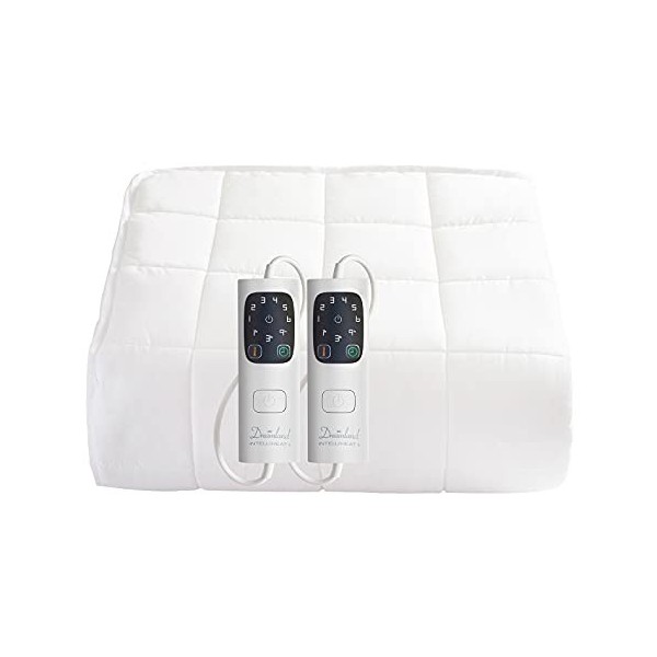 Dreamland Boutique Hotel Protège-Matelas électrique en Percale de Coton 200 Fils avec 2 télécommandes pour lit King Size 200 