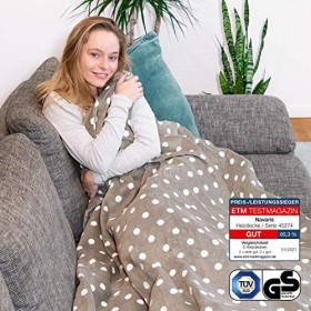 Navaris Couverture Chauffante Électrique 180 x 130cm - Plaid Doux Canapé Lit - Arrêt Automatique - Protection Surchauffe - Gr