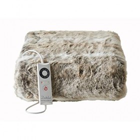 Grand plaid en fausse fourrure de husky d’Alaska avec chauffage électrique 120&nbsp;x 160&nbsp;cm