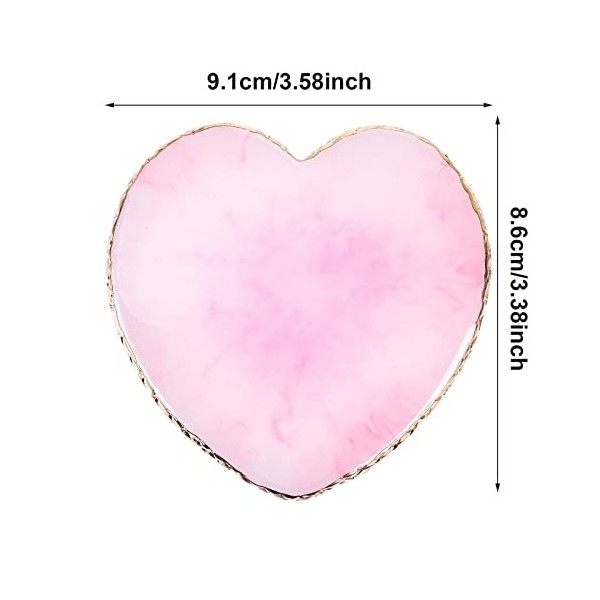 Sibba Palette à ongles en résine en forme de cœur pour nail art, mélange de couleurs et vernis à ongles avec bords dorés en r