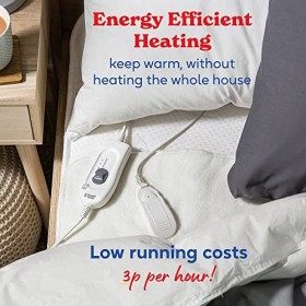 Russell Hobbs Couverture électrique chauffante pour lit Double, 3 réglages de Chaleur, Faible consommation dénergie et écono