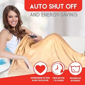 Alpina - Couverture chauffante à 1 flanc avec minuteur - Réglable, avec 10 Niveaux de Chaleur - en Tissu, Beige - 180 x 130 c
