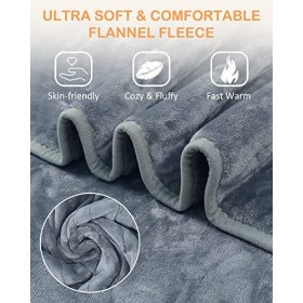 FIVANGIN Couverture Chauffante Electrique, Plaid Chauffant Extra-Large Flanelle Fleece 160 x 130cm, 9 Réglages de Chaleur, Mi