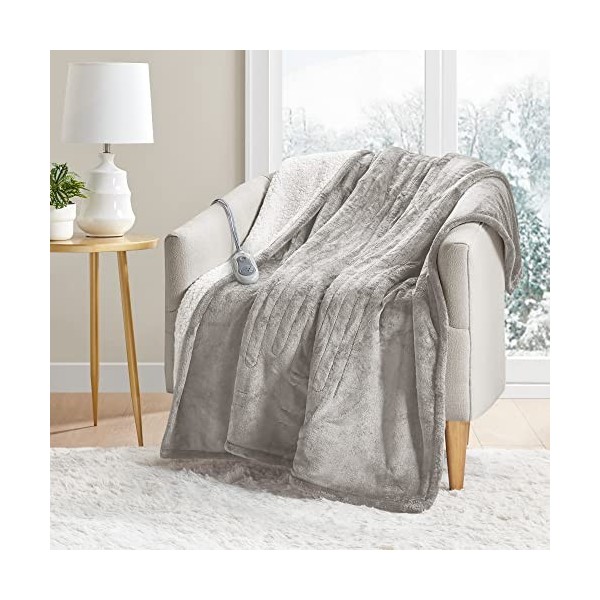 Couverture chauffante chauffante MP2 Throw 50"x60" Gris Sherpa .