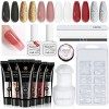 Saviland Polygel Kit Complet, 6 Couleur Gelée Naturel Polygel Ongle avec 24W Lampe U V Ongle, avec Base & Top Coat, Solution 