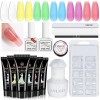 Saviland Polygel Kit Complet, 6 Couleur Gelée Naturel Polygel Ongle avec 24W Lampe U V Ongle, avec Base & Top Coat, Solution 