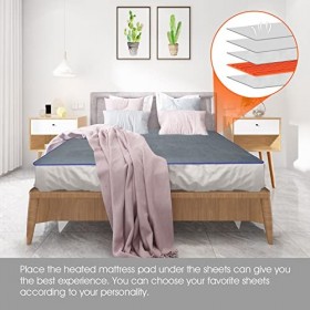 DD dedeo Coussin chauffant en graphène, matelas chauffant, couverture ultra fine 0,2 cm, 72 W, lavable en machine, chauffage 