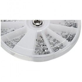 SODIAL R Carrousel Argente Strass boites Cristal Ongle Manucure Nail Art Glitter 1.5MM wheel