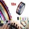 12pcs Sticker Fil Bandes Striping Tape Autocollant Manucure Ongle Nail Art Tips