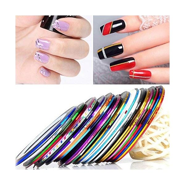 30 Couleurs Nail Art Décoration Stripes, Ongle Nail Art Striping Tape, Striping Tape Fil Bandes Autocollant Ongle Tips