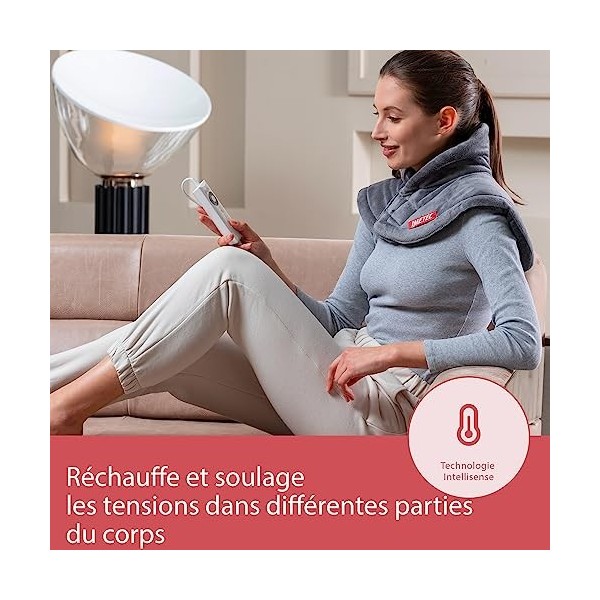 Imetec Intellisense Cervical Ultra Doux - Coussin Chauffant Électrique Nuque, Cou - Tissu Hypoallergénique, 5 Températures, C