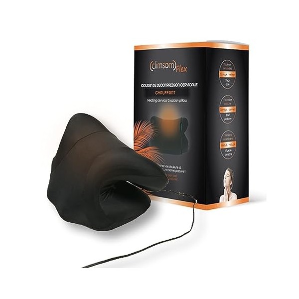 CLIMSOM FLEX - Oreiller Cervicales Chauffant pour Traction Cervicale, Relax Cou avec Housse Chauffante Déhoussable et Intégra