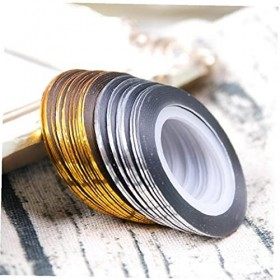 20 Rouleaux Or Argenté Bande Ruban Ligne Ligne Art Autocollants Vernis Virement Ongles Files Foils Décoration Manucure Adhési
