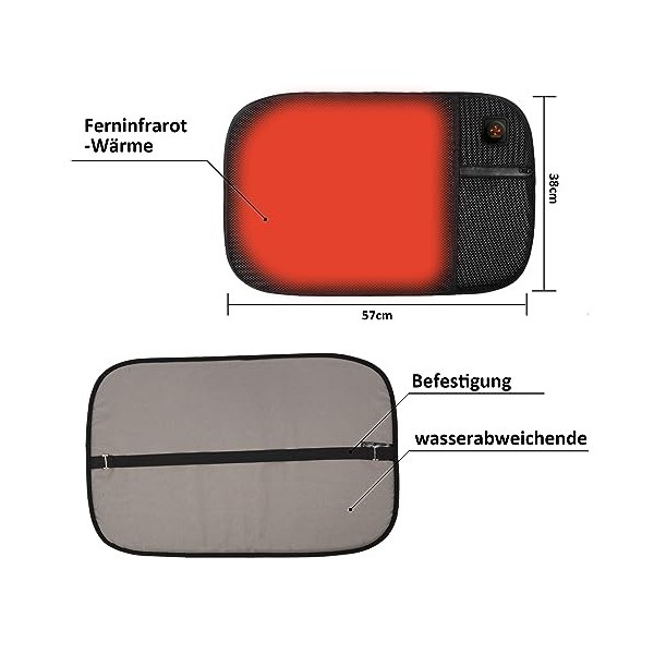 Thermrup Coussin chauffant mobile USB avec réglage de la température à 3 niveaux pour la maison et lextérieur, lavable