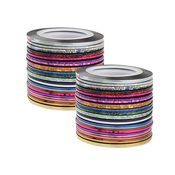 Dadabig 60PCS Nail Art Décoration Stripes Nail Sticker Autocollant Fil Striping Tape Bande Manucure Rouleau à Ongles Ruban Ba