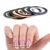 16x Nail Sticker Fil Bandes Stripping Tape à Ongles Nail Art Pochoir, Nail Art Décoration Stripes, Set de décoration Nail Art