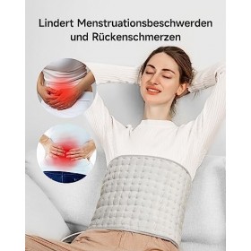 Coussin Chauffant Électrique Auto-Off, Ceinture Lombaire Chauffante, 3 Niveaux de Chaleur pour Soulager Douleurs Dos, Abdomen