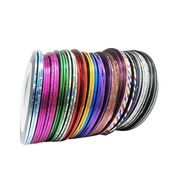 32pcs Couleurs mélangées Rouleaux dongles Striping Tape Line DIY Nail Art Conseils décoration Autocollant Ongles Soins créat