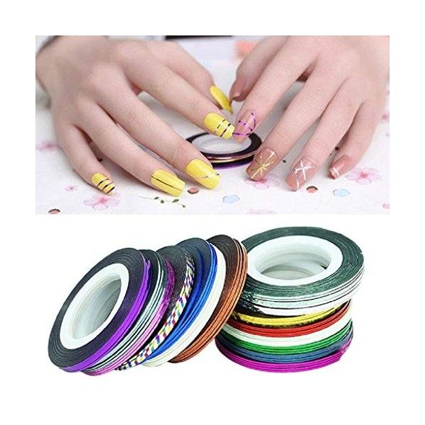 32pcs Couleurs mélangées Rouleaux dongles Striping Tape Line DIY Nail Art Conseils décoration Autocollant Ongles Soins créat