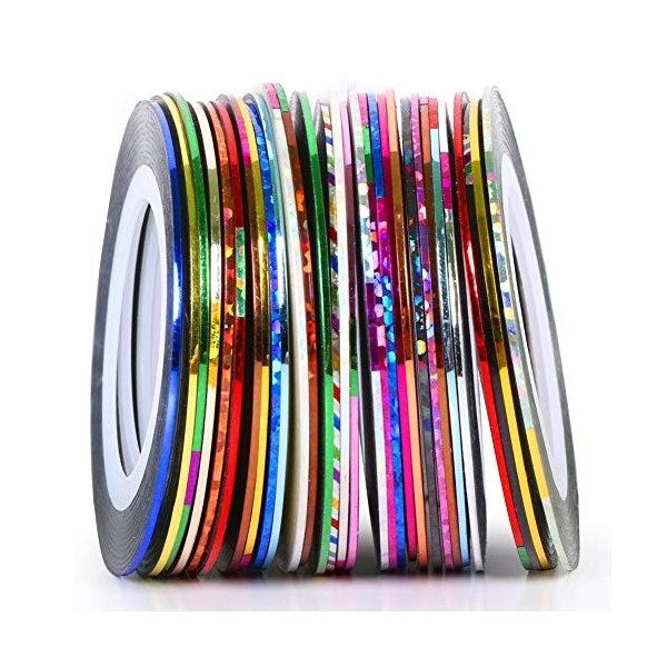 INTVN 30 Couleurs Nail Art Décoration Stripes, Ongle Nail Art Striping Tape, Striping Tape Fil Bandes Autocollant Ongle Tips