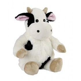 Warmies® Coussin chauffant en peluche « Minis Vache blanche » amovible - Garnissage lavande - 20 cm - 280 g