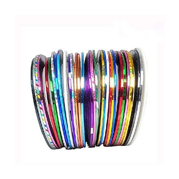 Itian 30 Couleurs Nail Art Décoration Stripes, Ongle Nail Art Striping Tape, Striping Tape Fil Bandes Autocollant Ongle Tips,