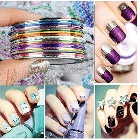 Itian 30 Couleurs Nail Art Décoration Stripes, Ongle Nail Art Striping Tape, Striping Tape Fil Bandes Autocollant Ongle Tips,