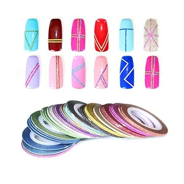 6 pièces couleurs mélangées Nail Art Matte String Tape Line DIY Nail Tips décoration autocollants 1 mm Attrayant traité