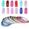 6 pièces couleurs mélangées Nail Art Matte String Tape Line DIY Nail Tips décoration autocollants 1 mm Attrayant traité