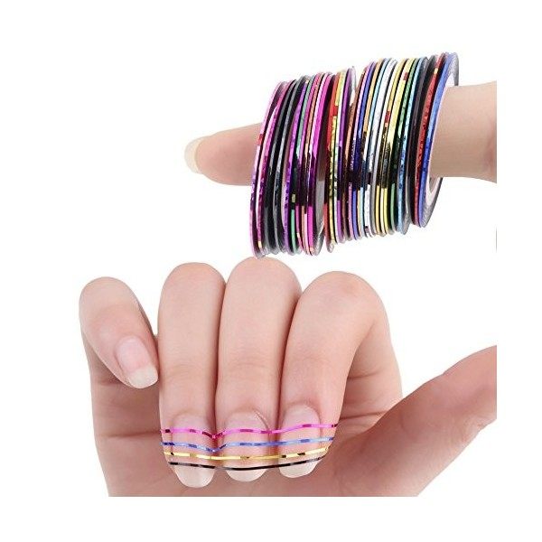 Oyfel. 30x Nail Sticker Rouleaux de Ruban pour Nail Art Autocollants à Ongle Nail Art Striping Tape Nail Outils Artistiques B