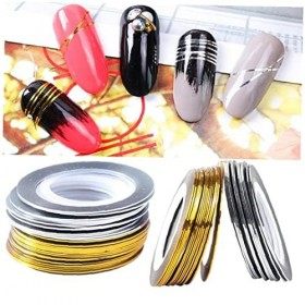 Zonster 20 Rouleaux Doré Argenté Bande Bande Ligne Nage Art Autocollants Vernis Virement Ongles Files Foils Adhésif Décalure 